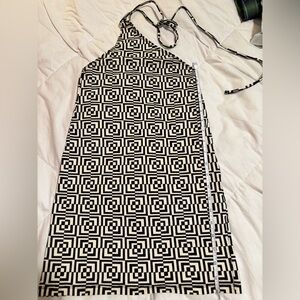 Motel Rocks Black and White Geometric Halter Mini Dress